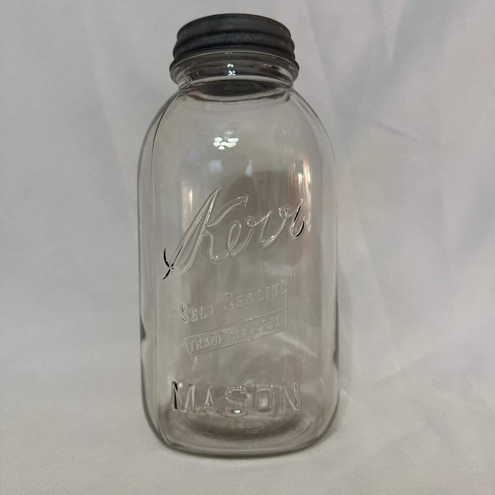 Vintage Kerr "Self Sealing" 1/2 Gallon Glass Mason Jar - Original Lid
